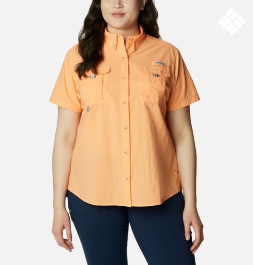 Women's Columbia PFG Bahama Short Sleeve Shirts Orange | Plus Size CA-C0C38